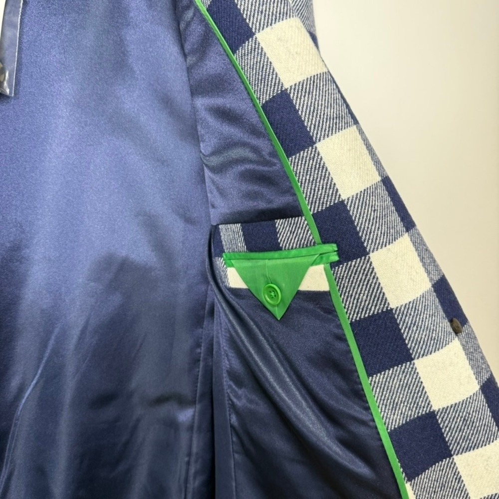 NWT J.Crew Alfie Topcoat in Buffalo Check Italian Wool Navy‎ 14 - Picture 8 of 11